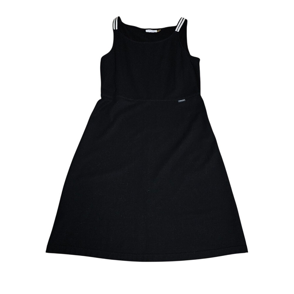 CK Casual Every Day Black and White 100% Cotton Tank Dress Fit & Flare Size 8